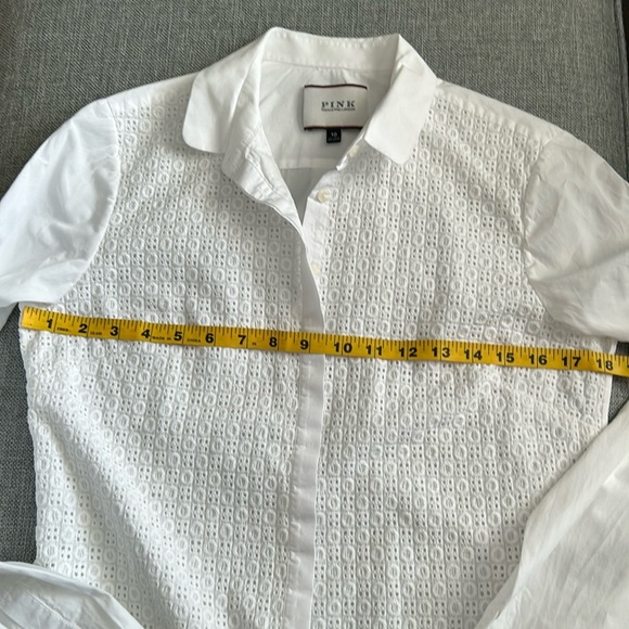 PINK Thomas Pink London Carmen crisp white lace front button-up blouse size 10 - Picture 11 of 13